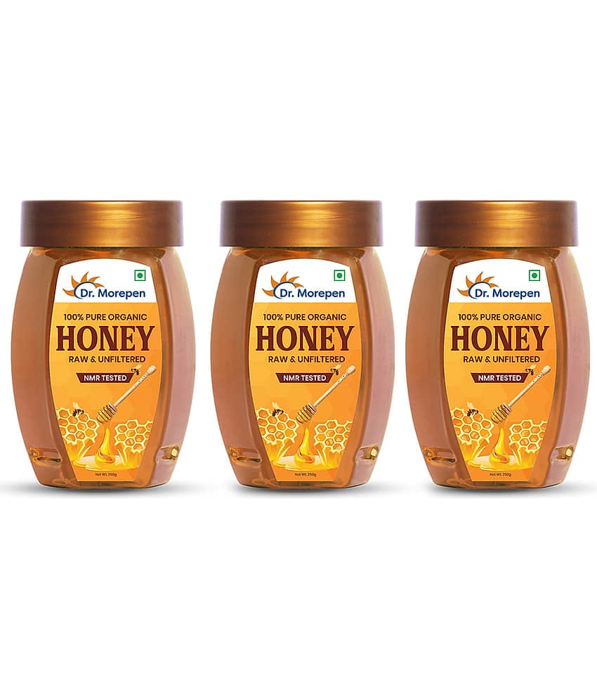 Dr. Morepen 100% Pure Organic Honey Raw & Unfiltered NMR Tested Pack of 3 (750g)