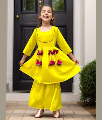 A.T.U.N. Girls Polyester Kurta and Sharara Set ( Pack of 1 , Yellow )