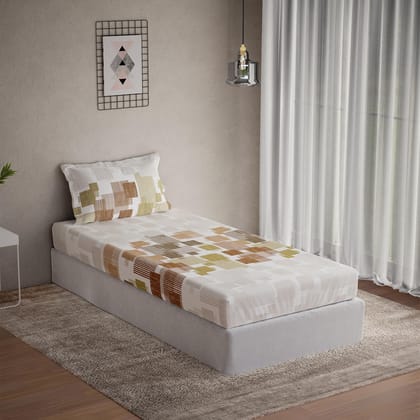 DDECOR - Vega Collection 100% Cotton Contemporary Pattern 144TC Single Bedsheet|152 CM X 224 CM| - Brown