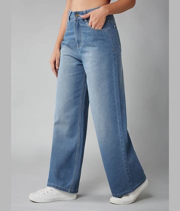 Dolce Crudo Women's Wide Leg High-Rise Jeans ( Blue )