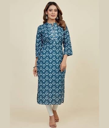 SARRAS Cotton Printed Straight Women's Kurti - Blue ( Pack of 1 )