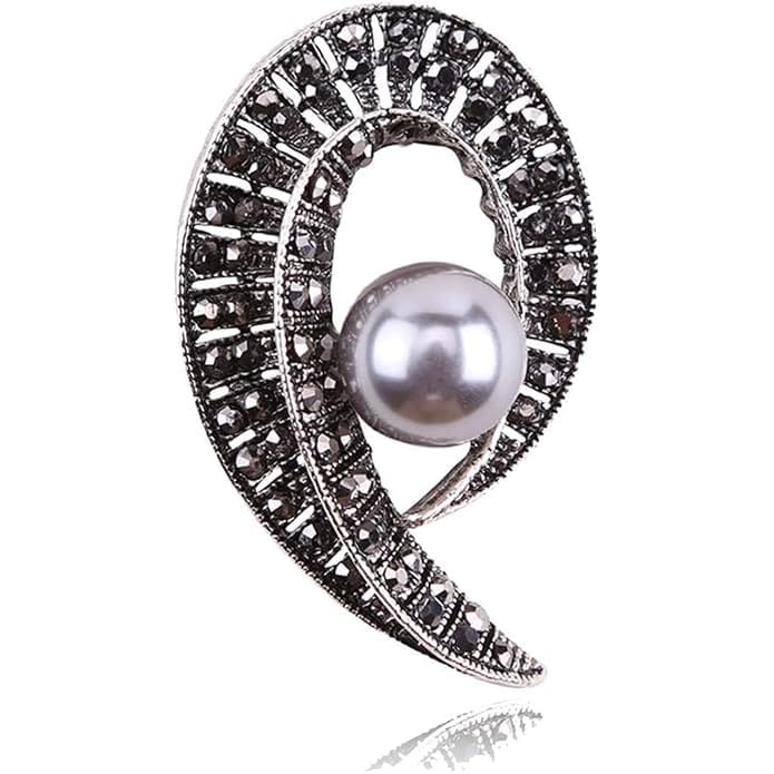 Voici France Men's & Womens Lapel Pin Brooch Tie Pin Boutonniere Stick for Suits tuxedo leafe stone studded silver grey color Free size