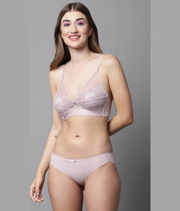 PrettyCat Lace Women's Bra & Panty Set ( Pink )
