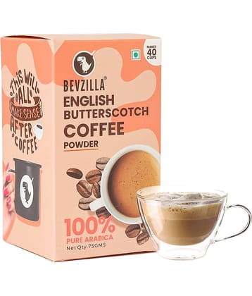 Bevzilla Instant Coffee Powder English Butterscotch Flavour - 75 Grams | 100% Premium Arabica Beans | Makes 40 Cups