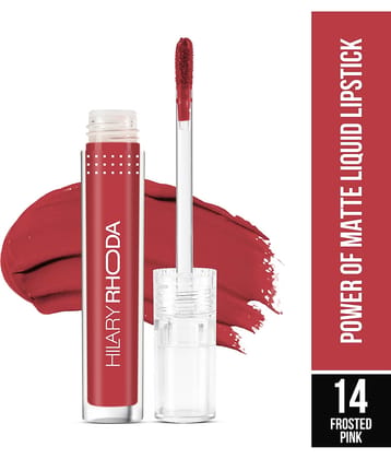 Hilary Rhoda Power Of Matte Liquid Lipstick ,Long Lasting & Smudge Proof - 3ml (Frosted Pink)