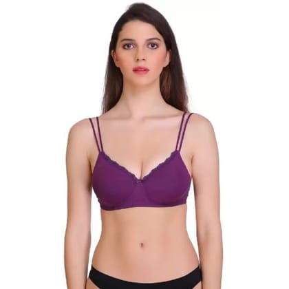 Gracewell Cotton Blend Wine Side Powernet Full Coverage Padded Bra (36B)