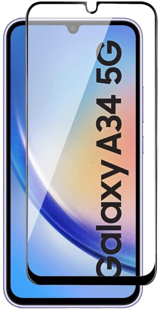 PLUGTECH Advanced Tempered Glass With Anti-Explosion 9H Hardness Edge-To-Edge Coverage Screen Guard for SAMSUNG A34
