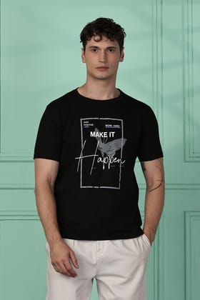 Cotton Black Graphic T-Shirt