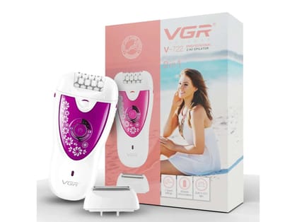 VGR V-722 Professional 2 in 1 Cordless Epilator (White, Pink)