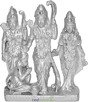 REAL SEED Parad Ram Darbar Statue/Lord Rama Sita Laxman Hanuman Religious Mercury Statue/Gifts Showpiece Sculptures | Weight - 101 GMS | Size - 6 x 5 x 0.5 CMS