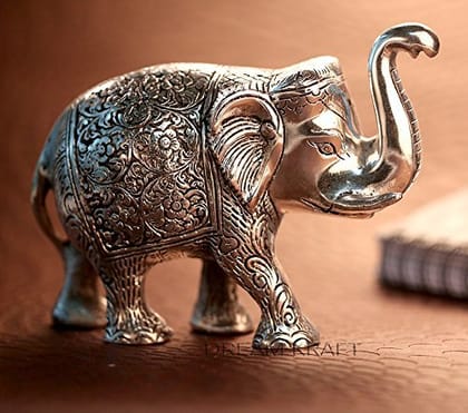 DreamKraft Metal Elephant for Home Decor and Showpiece (30x20x10 cm, Silver Plated)