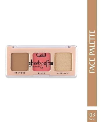 Glam21 Cheeky Affair Face Palette With 3 in 1 Contour, Blush & Highlighter Palette 8.6gm Sweet-03