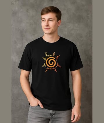 RF RAVES Men Cotton Blend Oversized Fit Printed T-Shirt ( Black )