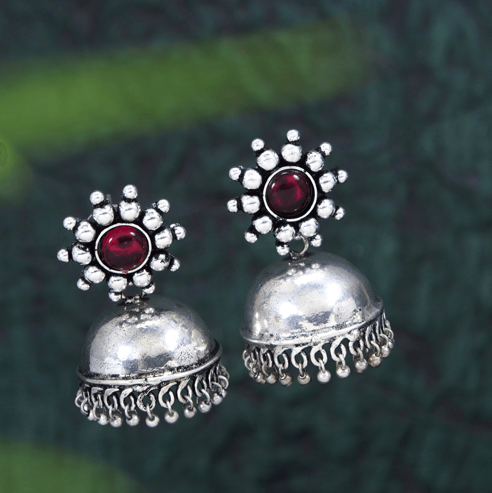 Silver Plated Multi Coloured Jhumki Earrring- AER 3587