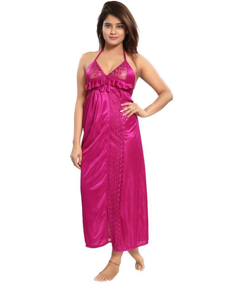 Reposey Satin Night Dress - Purple
