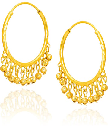 LUV FASHION Golden Hoops Earrings ( Pack of 1 )