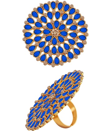 Round Gold Tone Adjustable Designer Finger Ring For Women And Girl
