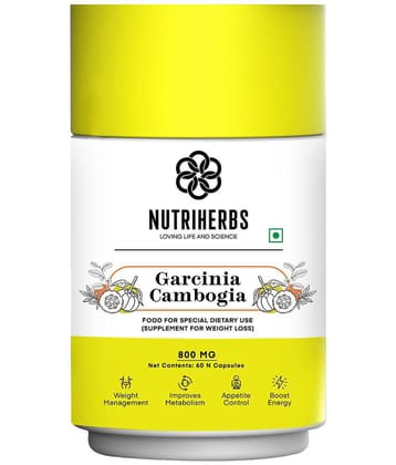 "Nutriherbs Garcinia Cambogia Capsule ( 70% HCA) | Helps in Natural Weight Manegement - (60 Capsule) 800 mg Pack of 1