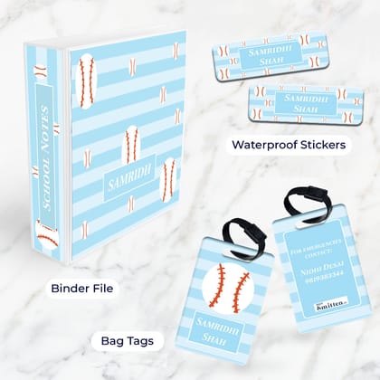 Base Ball Stationery Set (kids)-Base Ball Blue Skies / Mini Set