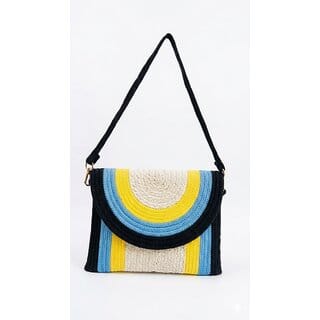 Boho Rainbow Cotton Rope Sling Bag for Women Handmade Crossbody Shoulder Purse Stylish Casual Mobile Essentials