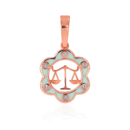 Senco Gold Libra Celestial Balance Diamond Pendant (0.8 gram / 0.023 Ct / HI-SI / 14K Rose Gold)