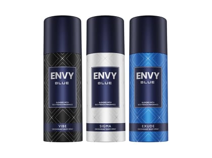 ENVY Pack of 3 Deos for men Deodorant Spray For Men (Vibe + Sigma + EXUDE) - 165ml Each
