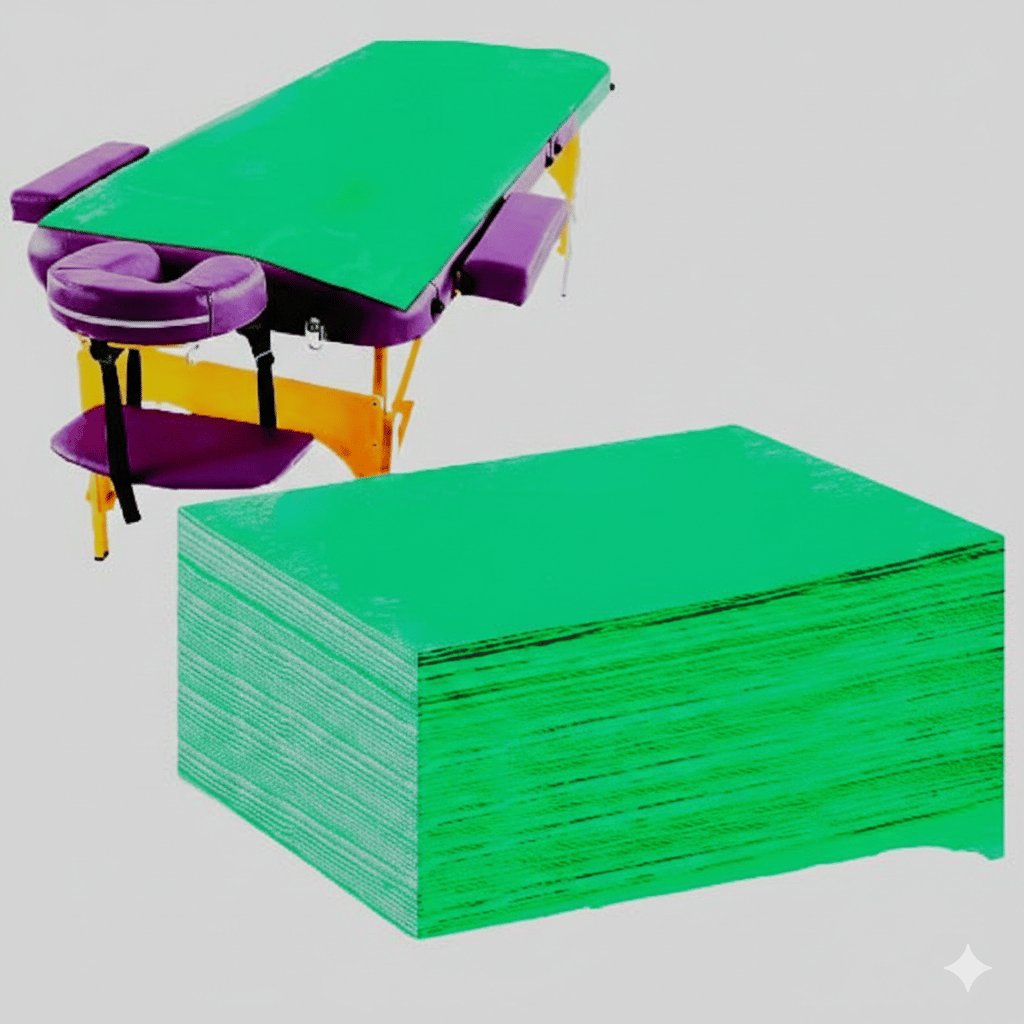 KUDIZE Disposable Non-Woven Bed Sheet (31 x 72 Inch) for Hospital, Hotel, Clinic, Spa, Travelling, Saloon, Saunas, Tattoo and Outing for Man, Woman, Elderly and Baby Care (Green, Pack of 10)
