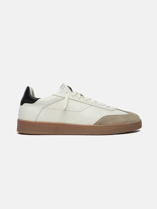 SANDSTONE - Beige Leather & Suede Classic Sneakers-6