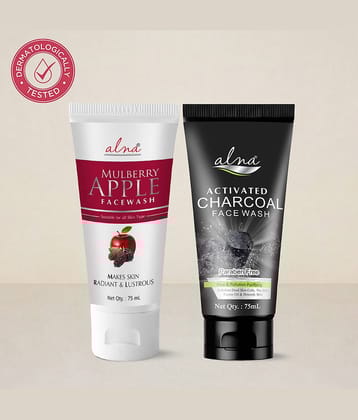 Alna Mulberry Apple Face Wash with Charcoal Face Wash 75ml Each For All Skin Type , Pack of 2