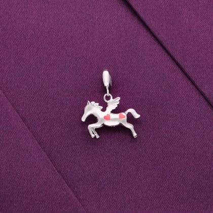 Stylish Unicorn Silver Pendant-Pink / Silver
