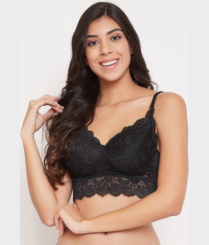 Clovia Lace Heavily Padded Women's Bralette Bra ( Black )