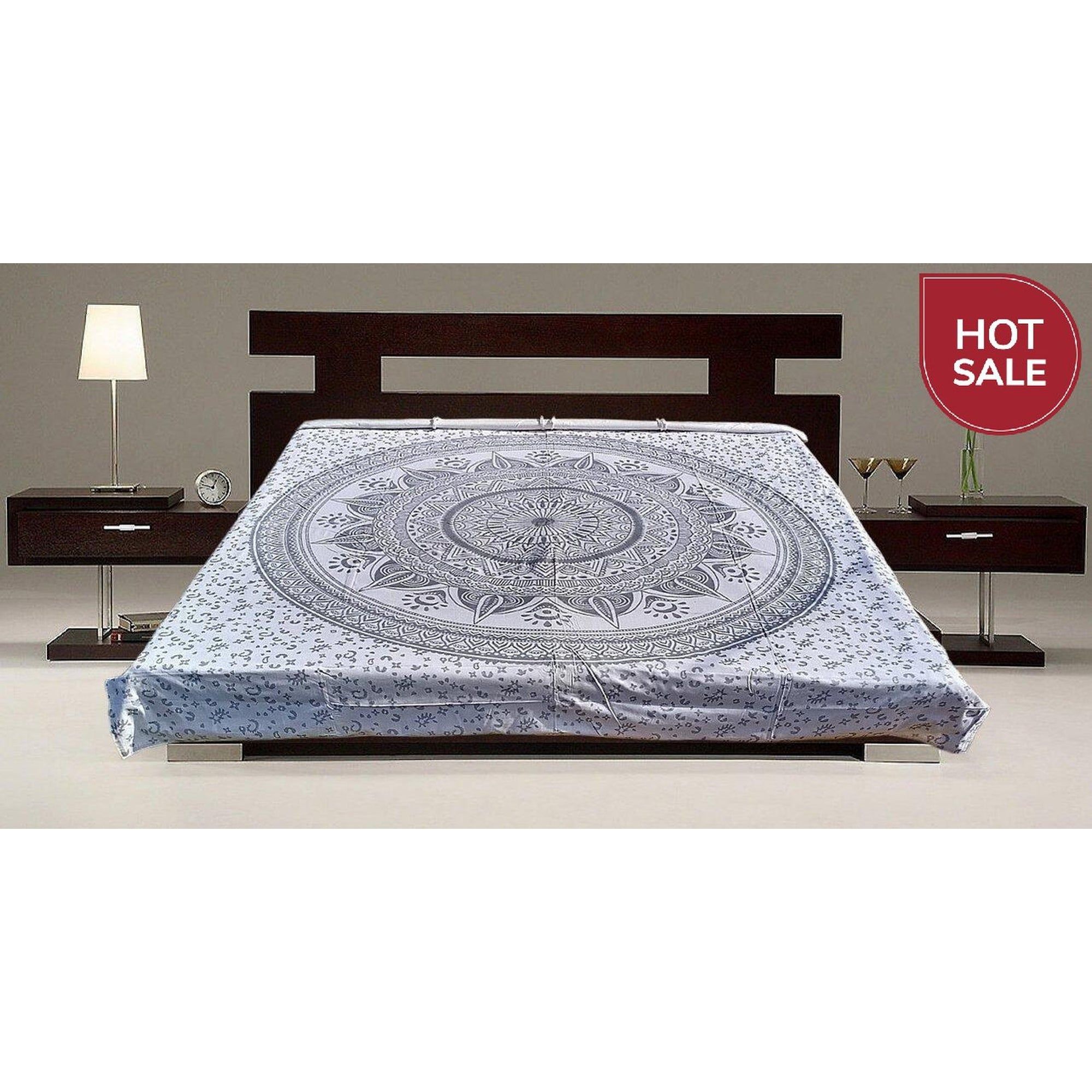 Duvet Cover White Mandala-Queen 83 x 83 inches