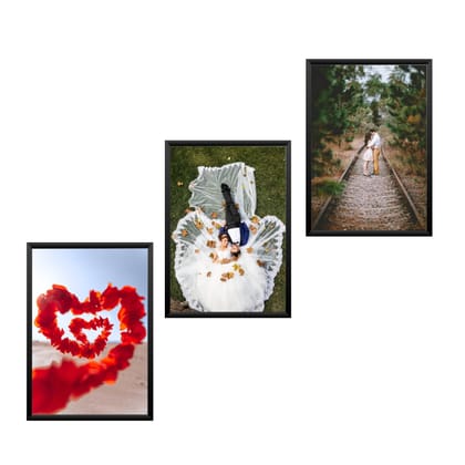 NOKKES Customized Set of 3 Premium Print Collage Photo Frames with Your Personalised Photos Frame (Size - 5X7 Inch) Home, Wall, Office Decor and Gifts For Self Customized