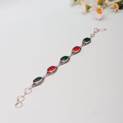 Chrome Plated Green Tourmaline  Chain Bracelet
