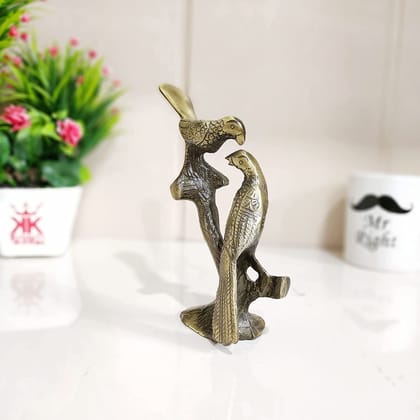 DreamKraft Kissing Love Birds Couple Sitting on Tree Branch for Home Decor, Showpiece Figurines (Grey Color, 13x5x17 cm)