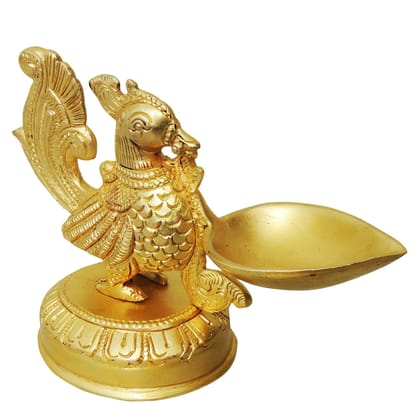 Brass Table Decor Oil Lamp Murga Deepak  - Handcrafted Brass Deepak for Home, Height : 4 Inch (FMAS394 B)