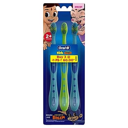 Oral-B Kids Toothbrush - Extra Soft, For Healthier & Cleaner Mouth & Gum, 3 pcs