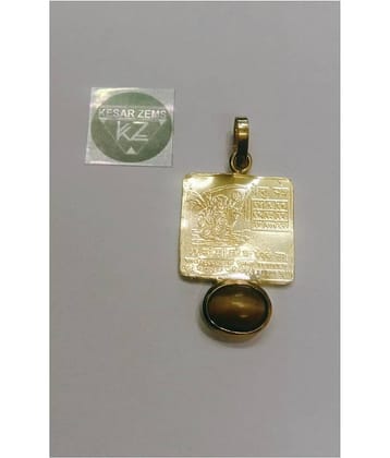 KEASR ZEMS Shri Yantra Pendant-Ketu With Yellow Colore Stone for Unisex(3.5x2.5x0.5)Golden