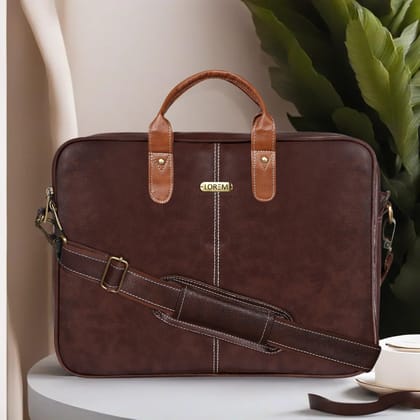 LOREM Brown Color faux leather 10L Laptop Messenger Bag For Men & Women New BG70