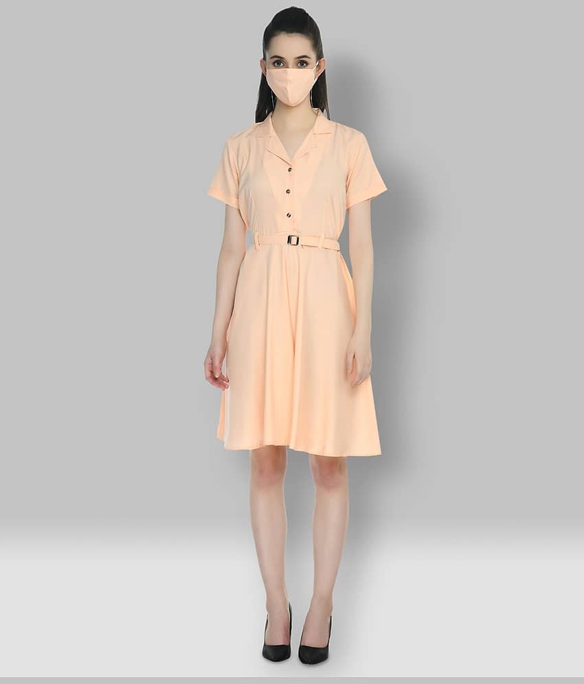 Rudrakriti Women Crepe A-line Dress ( Orange )