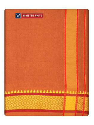 Men's Cotton Medium Kavi Panchakacham & Angavastram Set with Elegant Assorted Border Design River