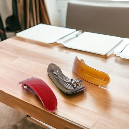 Set of 3 Wooden French barrettes