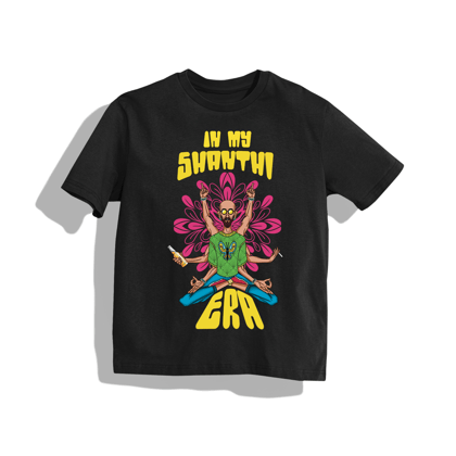 "in my shanthi era" T-Shirt - ARTIST Round Neck Drop Shoulder Graphic Printed Oversized Cotton T-shirt-S / Black