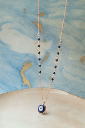 Stylish Evil Eye Rose Gold Plated Sterling Silver Mangalsutra Necklace-Rose