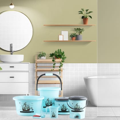 Plastic Bathroom Accessories Set (Mix Color / 6 Pc)