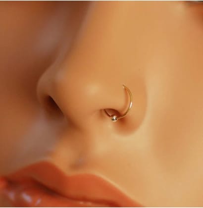 Gold-Plated, Rhodium Plated Brass, Metal, Alloy, Stone Nose Ring One Boll Gold Pack of 1