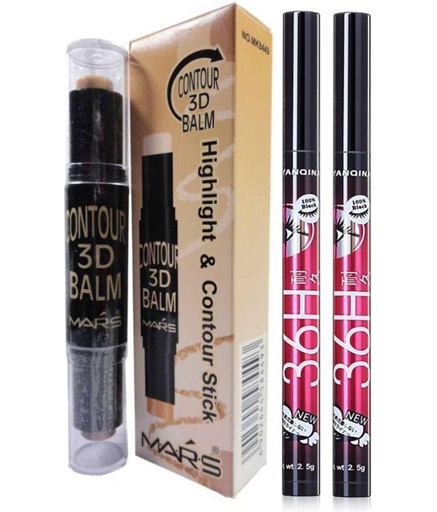 Mars Highlight & Contour Stick Concealer with 36 hrs eyeliner pack of 2 12 gm