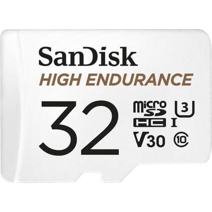 SanDisk 32GB High Endurance Video MicroSDHC Card with Adapter for Dash Cam and Home Monitoring Surveillance Systems - C10, U3, V30, 4K UHD, Micro SD Card - SDSQQNR-032G-GN6IA White / 32GB