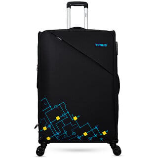 Flash 78 cm Stylish Check-in Travel Luggage & Suitcase For Men and Women Black
