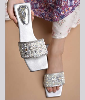 Stylestry Silver Women's Flats